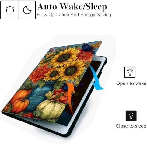 for Microsoft Surface Pro X/Pro X Plus-13 2019/2020/2021/2024 Tablet Case,Auto Wake/Sleep,Adjustable Stand Protective Cover - Autumn Sunflower Peony