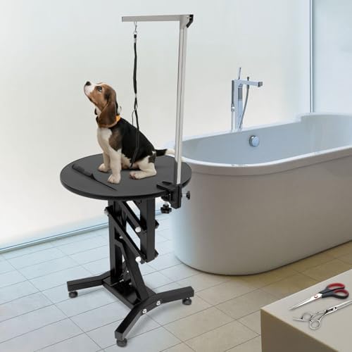 24" Lift Dog Grooming Table with Adjustable Overhead Arm & Tool Organizer | Rotating Pet Grooming Table | 110 Lbs Load Capacity | Adjustable Height 27.56-40.16in | For Small & Medium Pets