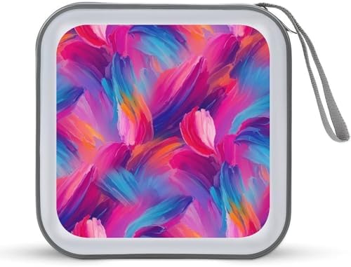 Heavy-Duty DVD Holder Binder Purple Rainbow, 40-Disc Capacity Hard Plastic Case, Portable Storage Wallet for Music Movies