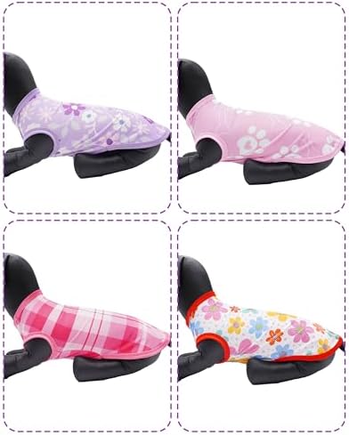 PET SHOW 4 Pack Summer Dog Shirts for Medium Dogs Girl UPF 50+ UV Sun Protection Cooling Clothes Tank Top Floral Puppy T-Shirts Pet Holiday Party Sleeveless Vest Pink(Large)