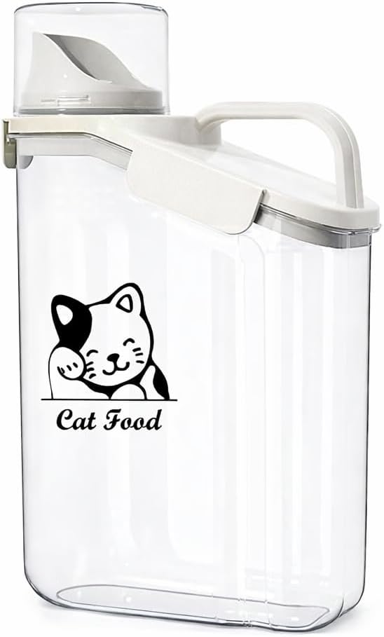 Pet Food Storage Container with Measuring Cup and Pour Spout - Airtight, Leakproof, Portable Pet Food Dispenser for Travel - 2.8L
