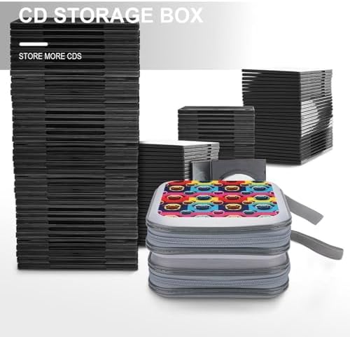 Hard Shell DVD CD Organizer Love Pug Dog, 40-Disc Storage Binder with Zipper Closure, Portable Protective Case for Travel Home