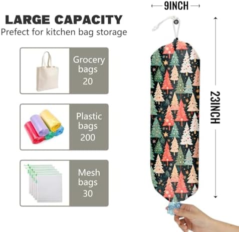 Christmas Tree Grocery Bag Holder and Dispenser Christmas Plastic Bags | Organizer Garbage Shopping Trash Bags Storage for Kitchen Home Housewarming Gifts for Women Friends
