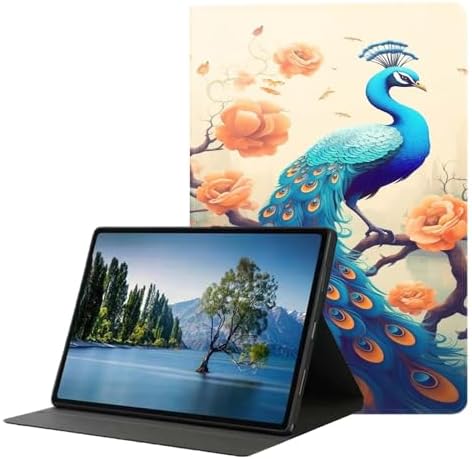 for Samsung Galaxy Tab S9 Plus/S9 FE Plus 5G 12.4 Inch 2023 Tablet Case,Premium Leather Folio Stand Auto Wake/Sleep,Multiple Viewing Stand,Floral Peacock