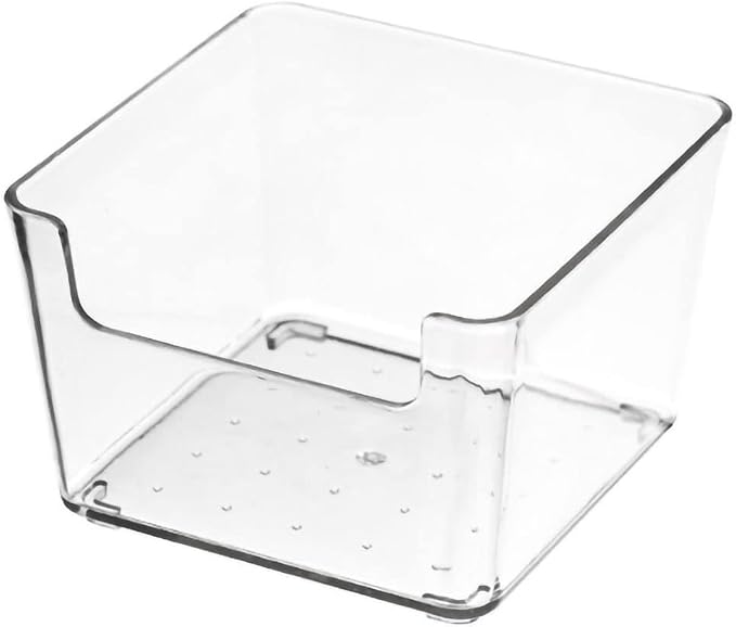 Clear PET Drawer Storage Dividers Stackable Transparent Trays for Kitchen Bathroom Office Multi Compartment Drawer Box 8 (Small Square Box)