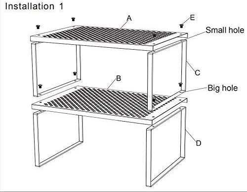 NEX Cabinet Organizer Shelf, Kitchen Counter Shelves Set of 2, Silver | Stackable & Expandable Spice Rack, Space-Saving Pantry Organizers Bathroom Countertop Storage, Metal