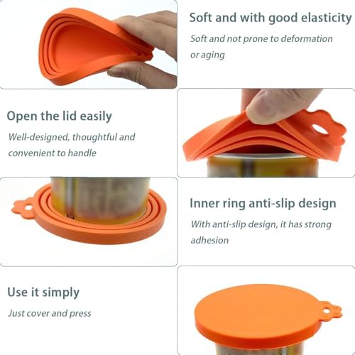 Cat Wet Food Spoon with Can Lids 3 oz | Multi-Function Cute Paw Shape Opener Spatula Cat Spoon Silicone Pet Covers (Universal Size,One fit 3 Standard Size Pet Cans)