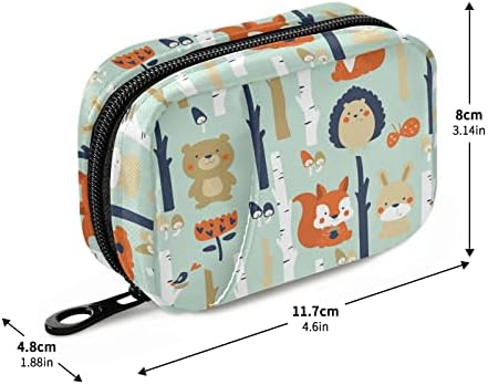 Forest Bear Fox Pill Box 7 Day Pill Case Travel Pill Organizer Bag with Zipper Portable Weekly Case Compact Size for Vitamin Supplement Holder