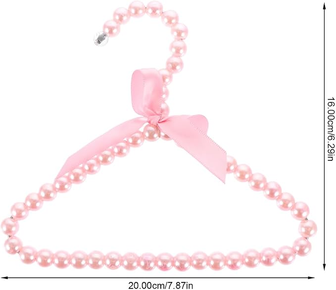 Beavorty Pearl Pet Clothes Hanger Dog Clothes Hangers Pearls for Puppy Garment Storage Decorative Bow Pet Clothing Rack Lightweight Small Coat Hanger 7.87 X 6.29 X 0.39 in Set of 2