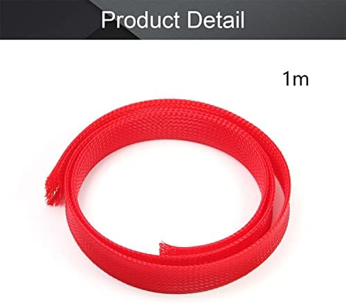 Othmro 1m/3.28ft PET Expandable Braid Cable Sleeving Flexible Wire Mesh Sleeve Red