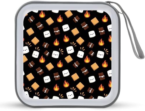 Portable CD/DVD Holder Marshmallow Cookie, 40-Capacity Hard Case with Zipper, Protective Storage Binder for Music Movies Game Discs