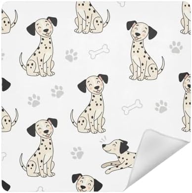 Emelivor Cute Dogs White Pets Pattern Self-Adhesive Magic Cloth Makeup Bag Portable Cosmetic Bag for Travelling Protector Wrapper for Camera Travel Makeup Organizer for Cosmetics, 17.7x17.7in