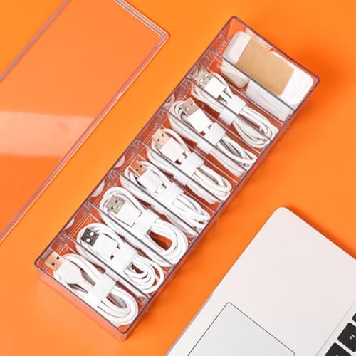 Cord Organizer Case with 8 Slots for Cable Storage and Charger Organization, Pet Material with Cover, Cord Hider Box for Neat and Tidy Cable Management