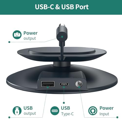 HomeMount Show 11 Stand, Magnetic Adjustable Charging Stand with USB-C & USB-A Ports, 270° Swivel Base, Fits Show 11 and 2025 Show 8, for Phones & Earbuds (Charging-Graphite)
