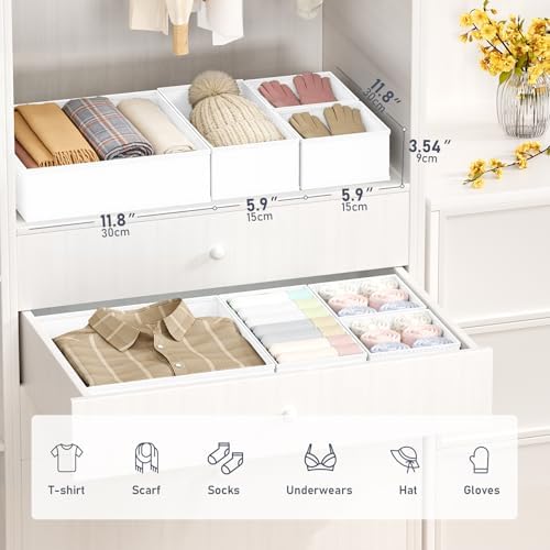 DIMJ Drawer Organizer Clothes - 30 Pack Closet Drawer Organizer Bins for Baby Clothes Storage, Fabric Dresser Organizer for Nursery Bedroom, Foldable Small Drawer Dividers for Underwear Socks
