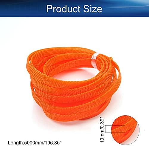Bettomshin 1Pc 16.4Ft(5m) Cable Management Sleeve, 3/8"(10mm) Width PET Orange Cord Protector, Wire Loom Tube Insulated Split Sleeving for USB Cable Power Cord Organizer Video Cable Hider
