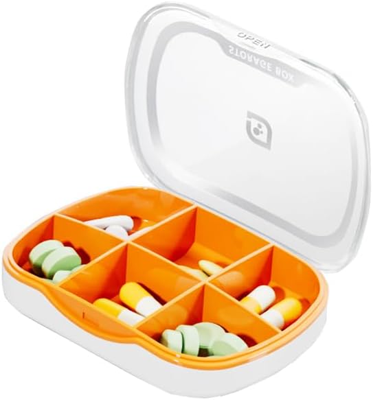 Travel Pill Organizer Box, Small Pill Case Holder Daily Medicine | Reminder for Vitamin Supplement Pocket Pharmacy Medicine Dispenser Purse Cute Tablet Fish Oil Capsule Container 6 Compartment