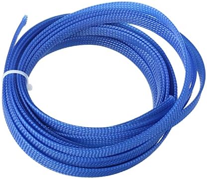 Bettomshin 1Pc 16.4Ft(5m) Cable Management Sleeve, 3/8"(10mm) Width PET Blue Cord Protector, Wire Loom Tube Insulated Split Sleeving for USB Cable Power Cord Organizer Video Cable Hider
