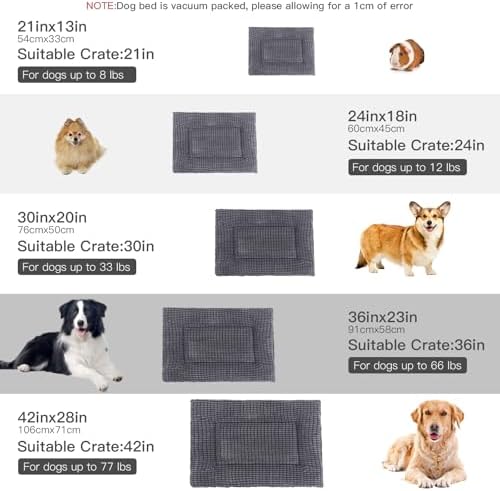 BVAGSS Reversible Dog Crate Pad, Memory Foam Pet Bed Mat, Soft Warm Machine Washable Sleeping Kennel Mattress for Small Medium Dogs XH079 (21''x13''x1.6'',Light Grey)