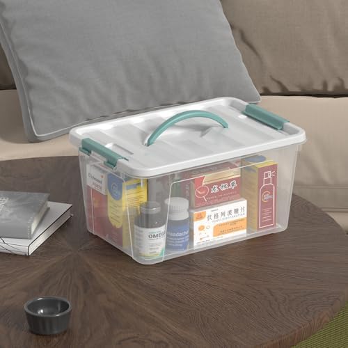 Sandmovie 6-Pack 14-Quart Clear Plastic Storage Bins with Latching Lid & Handle – Stackable Organizer Boxes for Home, Closet, Pantry