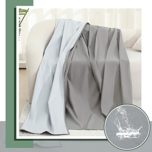 Tisancy Waterproof Blanket Queen Size, Gray TPU Polyester 55'' x 78'' Water Proof and Stain Resistant Mattress Protector Mat for Bed, Leakproof Protective Pet Mat