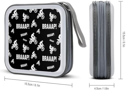 40-Disc Hard Shell Storage Wallet Dirt Bike Motocross, DVD CD Binder with Carry Strap, Portable Protective Organizer for Travel Office