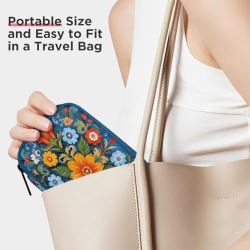 Pill Organizer Box Flowers Floral Tile 7-Day Weekly Medicine Pill Case Travel Pill Container Portable Pill Holder Storage Purse Bag Small Compact Size for Vitamin Supplement Birth Control