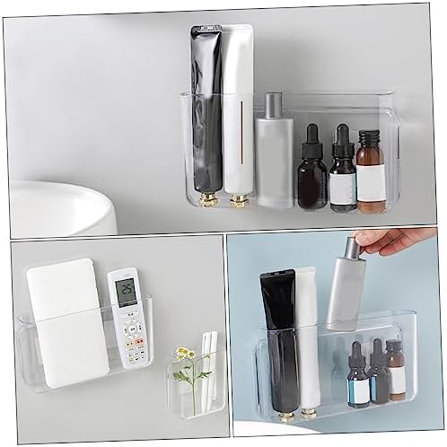 2pcs Pet Material Wall-mounted Storage Boxes Closet Organizers Remote-control Unit Container Storage Bins for Living Room Bedroom Office