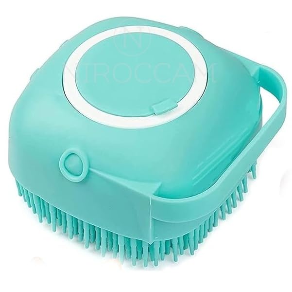Dog Bath Brush with Shampoo Dispenser – Silicone Pet Grooming Scrubber for Dogs & Cats, Deep Clean + Massage, Easy-Grip Rubber Handle – Pet Shower Tool for Long & Short Hair