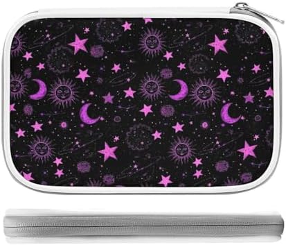 Cute Large Pencil Bag With Zipper Fashion Design Organizer For All Pens Space Galaxy Constellation Sun Moon Stars Pattern