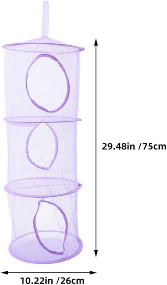 4pcs Stuffed Animal Storage Organizer Hanging Mesh Hammock with Suspended Design and Breathable Polyester Fabric for Bedrooms and Playrooms Lavender