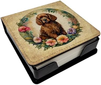 Caroline's Treasures Irish Water Spaniel and Flowers PU Leather Note Paper Holder with Artist-Designed Cover, Desk Accessory, Office Gift