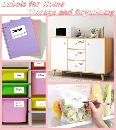 Removable Label Stickers for Organizing -200PCS 3 x 2 inch Waterproof White Handwrite Blank Labels, Classroom, Office & Home Organization for Storage Bins, Moving, Folders, Freeze Food