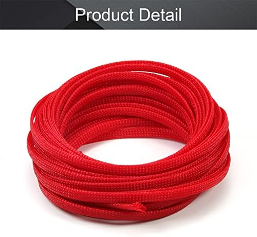 Othmro 32.8ft Length Expandable PET Flexible Braided Cable Sleeves 0.23in Width Wire Loom Sleeving and Organizers Flexible Wire Mesh Sleeves for TV Audio PC Computer Cords from Pet Chewing Red