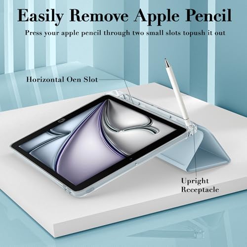 Cute Bear Case for 8.3" iPad mini 6, Clear TPU Smart Stand Back Cover with Pencil Holder, Auto Wake/Sleep Foldable Four-Corner Shockproof Protective Case