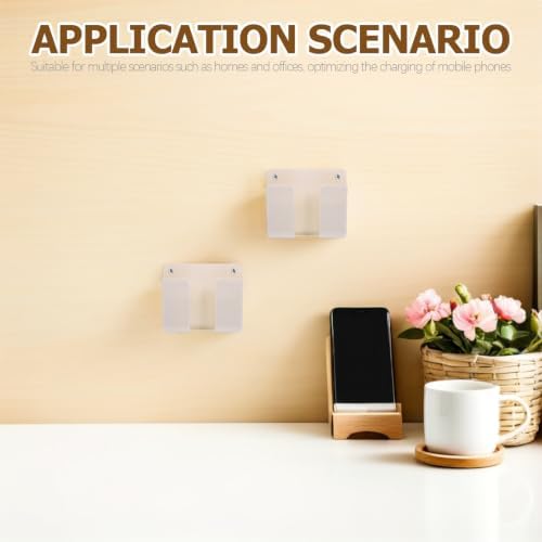 20pcs White Wall Mounted Phone Charging Bracket Self Adhesive Plastic | Charging Hole, No Drill Setup, Office Wall Use, Space Saving Organization, Minimalist Modern Clean Style