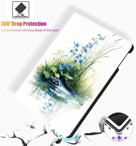 for Microsoft Surface Pro X/Pro X Plus-13 2019/2020/2021/2024 Tablet Case,Auto Wake/Sleep,Adjustable Stand Protective Cover - Watercolor Blue Flowers