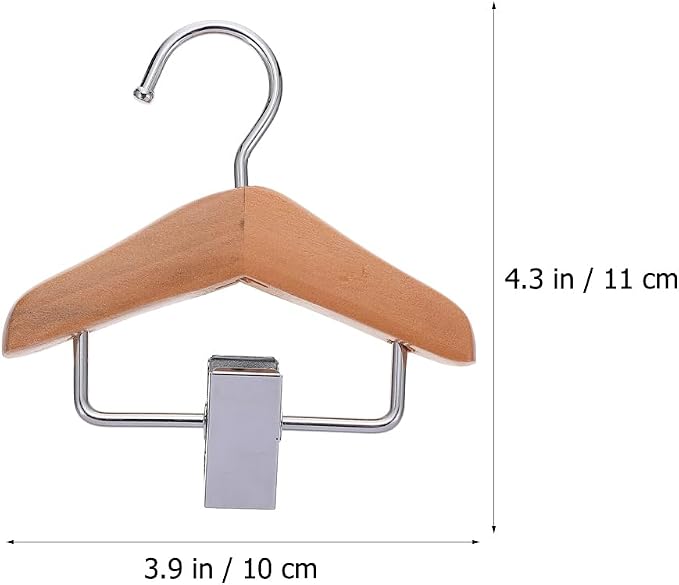ORFOFE Pet Clothes Hook 2-Pack Wooden Pet Hanger Clip for Cat Clothing Hanger Dog Clothes Hangers Closet Organizer Compact Closet Organizing Hangers for Home and Shop