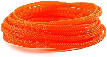 Bettomshin 1Pc 16.4Ft(5m) Cable Management Sleeve, 3/16"(4mm) Width PET Orange Cord Protector, Wire Loom Tube Insulated Split Sleeving for USB Cable Power Cord Organizer Video Cable Hider