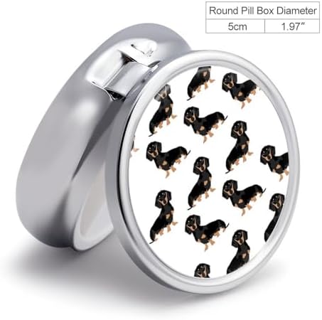 Dachshund Weiner Pet Dogs Pill Organizer with Mirror 3 Compartments Waterproof Pill Case for Purse Pocket Non-Slip Grip Travel Medicine Organizer Container Box for Vitamin Fish Oil Supplement