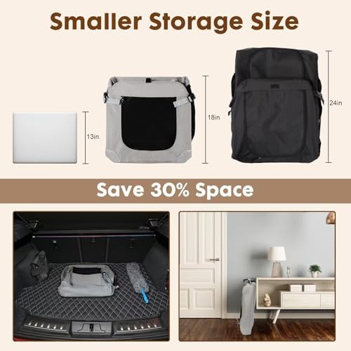 PEGIC Extra Large Cat Carrier for 2 Cats, Grey, X-Large | Portable Soft Sided, 24"×16"×16", Indoor and Outdoor Uses, For Car Traveling, Vest Visits