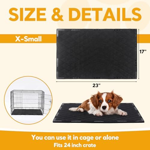 HOMBYS Chew Proof Dog Bed Mat with 12 Metal Rivets - Indestructible Kennel Pad for Teething Puppies & Aggressive Chewers, Durable Waterproof Crate Mat for Small Dogs, 23" x 17" (Indoor/Outdoor Use)