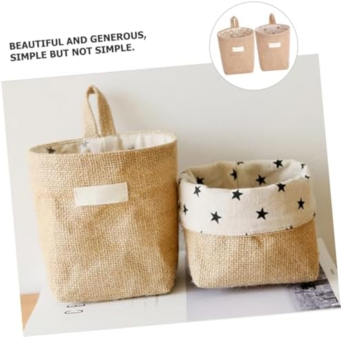 2pcs Multi-function Wall Hanging Storage Basket Cotton Linen Organizer for Toys Sundries and Clothes Safe for Pets Home Nursery and Decor