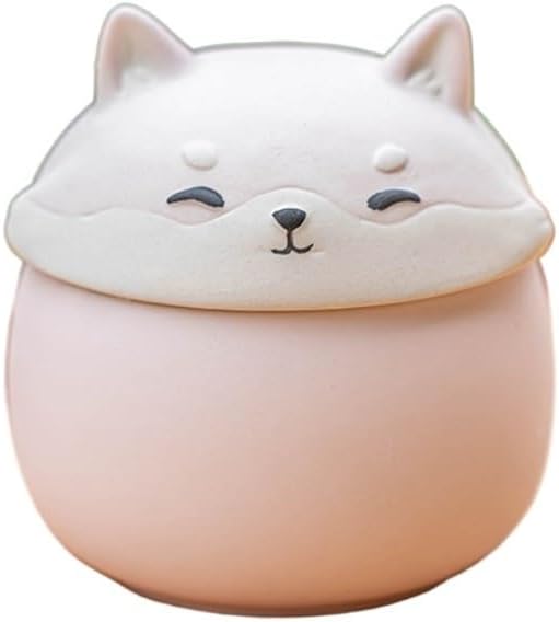 Storage Tank Shiba Inu Ceramic Ornaments, Coarse Pottery Jars, Cute Pet Tea Cans, Moisture-proof Sealed Tea Storage Cans Tea Storage Caddy(B)