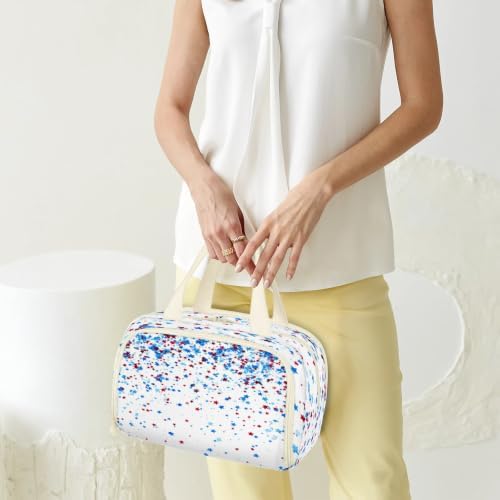 Red Blue Stars Travel Toiletry Bag for Women