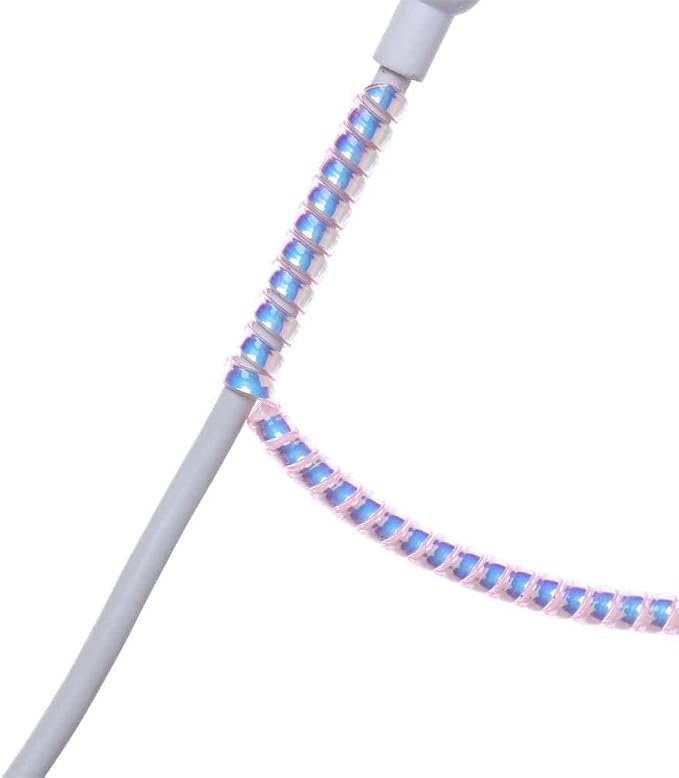 Spiral Cable Protector,Chargers Data Cable Protect Sleeve,Headphone Cable Saver for Phone Earphone USB Data Cableor for Prevent Pets from Biting The Cable Sleeves Cord Management (Laser White)