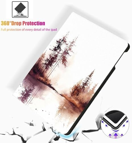 for Microsoft Surface Pro X/Pro X Plus-13 2019/2020/2021/2024 Tablet Case,Auto Wake/Sleep,Adjustable Stand Protective Cover - Watercolor Forest