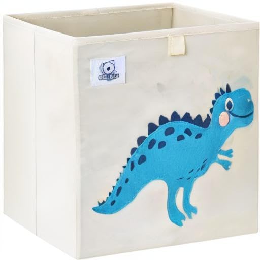 13 Inch Animal Cube Storage Bins, Foldable Fabric Kids Toy Box & Toy Chest | Kids Storage Cubes, Toy Storage Organizer Basket for Toddlers, Boys and Girls, Playroom and Nursery (Dino T-Rex)