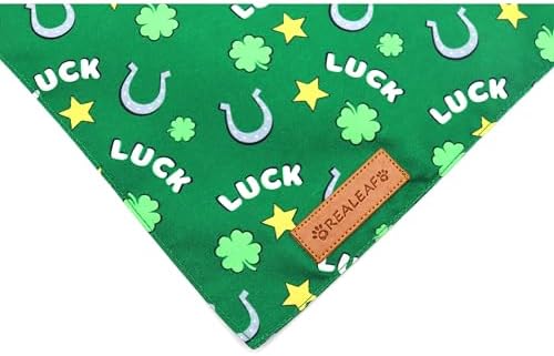 Realeaf St. Patrick's Day Dog Bandanas 2 Pack, Reversible Green Dog Scarf for Boy and Girl, Premium Durable Fabric, Holiday Bandana for Small and Medium Dogs Cats Pets (Small)