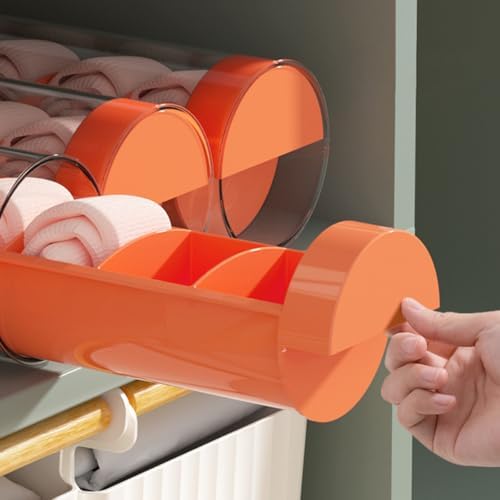 Underwear Drawer Organizer Box with Lid, Multi Grid Pet PP Orange